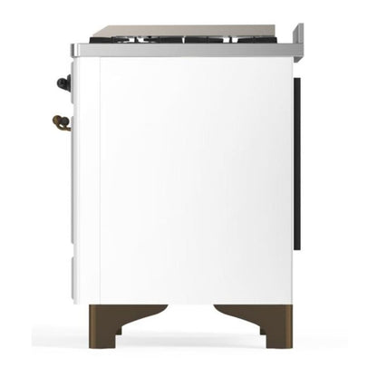 ILVE Majestic II 60 inch Triple Glass Door Natural Gas Dual Fuel Range Burnished White