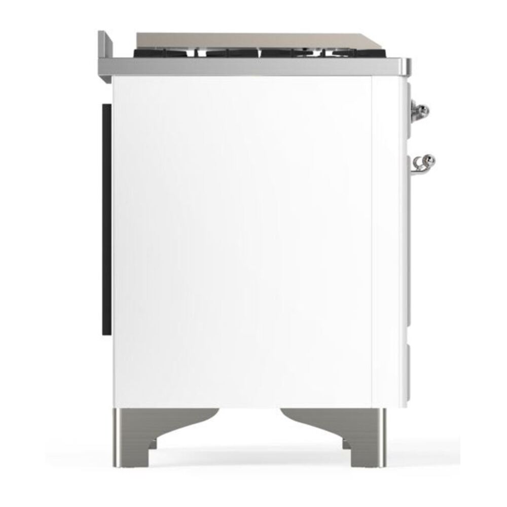 ILVE Majestic II 60 inch Triple Glass Door Natural Gas Dual Fuel Range Chrome White
