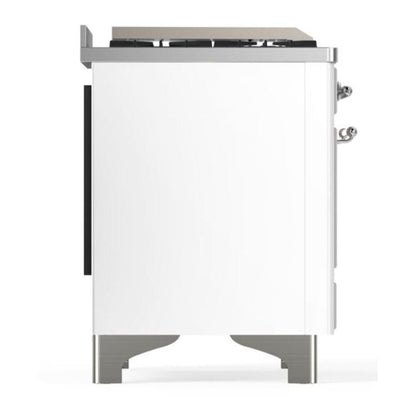 ILVE Majestic II 60 inch Triple Glass Door Natural Gas Dual Fuel Range Chrome White