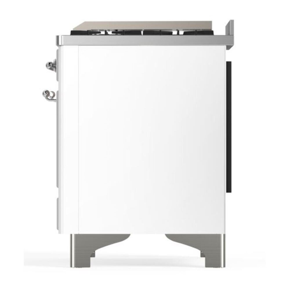 ILVE Majestic II 60 inch Triple Glass Door Natural Gas Dual Fuel Range Chrome White