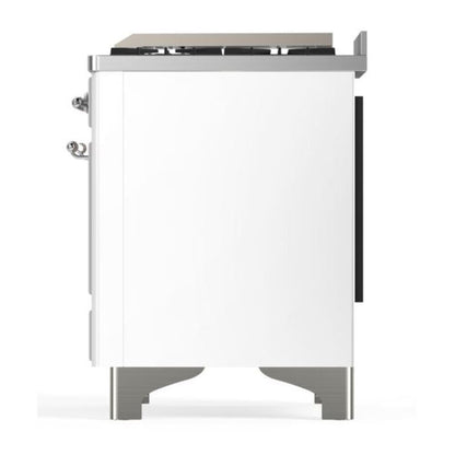 ILVE Majestic II 60 inch Triple Glass Door Natural Gas Dual Fuel Range Chrome White