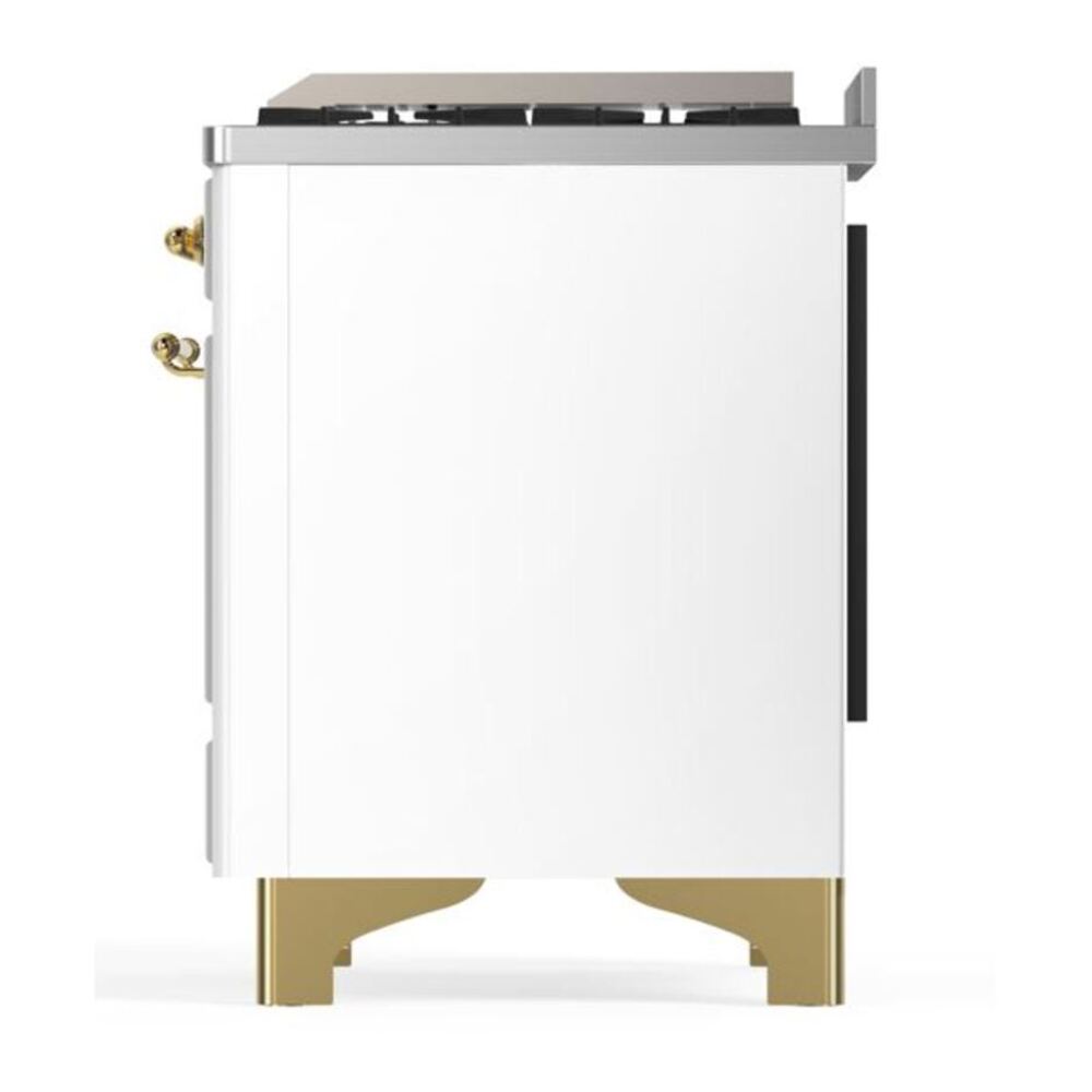 ILVE Majestic II 60 inch Triple Glass Door Natural Gas Dual Fuel Range Brass White