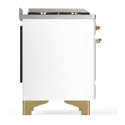 ILVE Majestic II 60 inch Triple Glass Door Natural Gas Dual Fuel Range Brass White