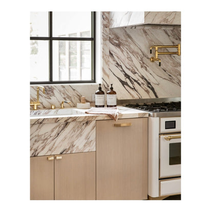 ILVE Majestic II 60 inch Triple Glass Door Natural Gas Dual Fuel Range Brass White