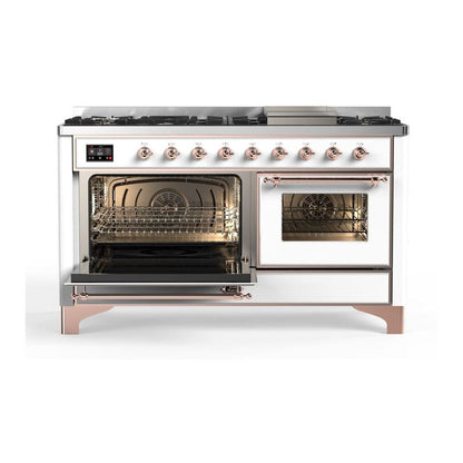 ILVE Majestic II 60 inch Triple Glass Door Natural Gas Dual Fuel Range Copper White