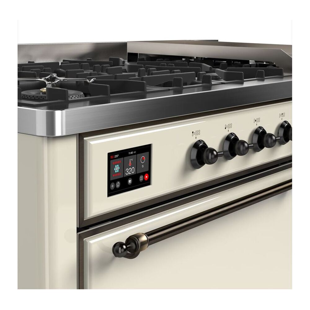 ILVE Majestic II 60 inch Solid Door Natural Gas Dual Fuel Range Burnished Antique White
