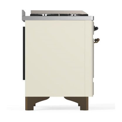 ILVE Majestic II 60 inch Solid Door Natural Gas Dual Fuel Range Burnished Antique White