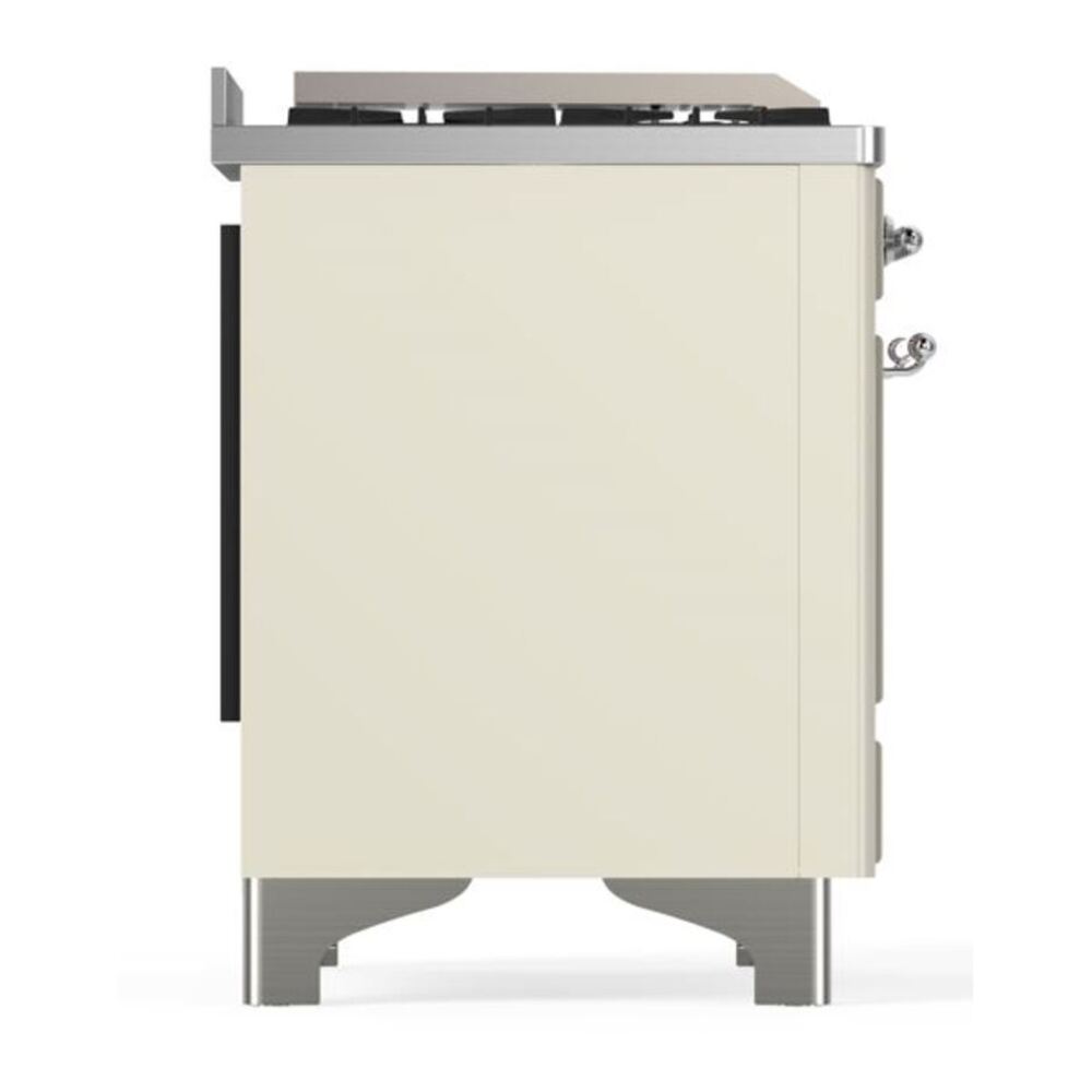 ILVE Majestic II 60 inch Solid Door Natural Gas Dual Fuel Range Chrome Antique White