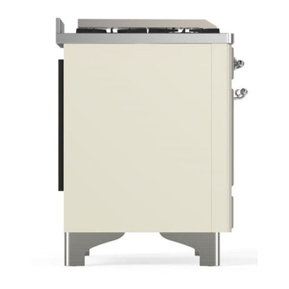 ILVE Majestic II 60 inch Solid Door Natural Gas Dual Fuel Range Chrome Antique White