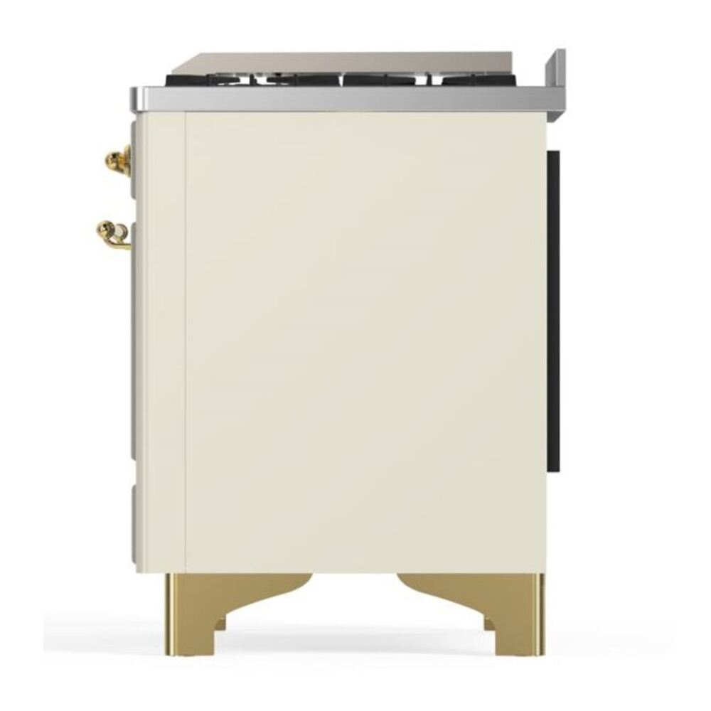 ILVE Majestic II 60 inch Solid Door Natural Gas Dual Fuel Range Brass Antique White