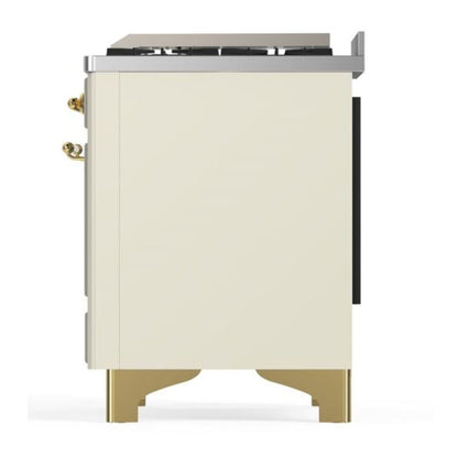 ILVE Majestic II 60 inch Solid Door Natural Gas Dual Fuel Range Brass Antique White