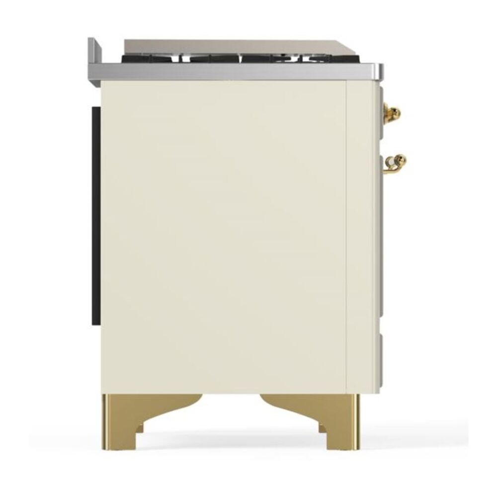 ILVE Majestic II 60 inch Solid Door Natural Gas Dual Fuel Range Brass Antique White