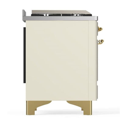 ILVE Majestic II 60 inch Solid Door Natural Gas Dual Fuel Range Brass Antique White