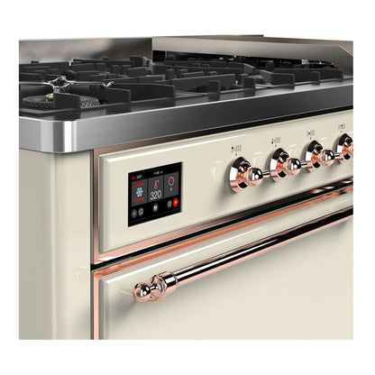 ILVE Majestic II 60 inch Solid Door Natural Gas Dual Fuel Range Copper Antique White