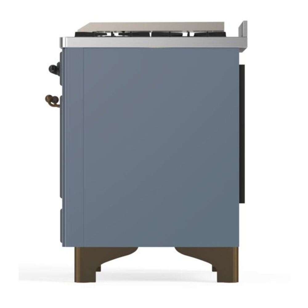 ILVE Majestic II 60 inch Solid Door Natural Gas Dual Fuel Range Burnished Blue Grey