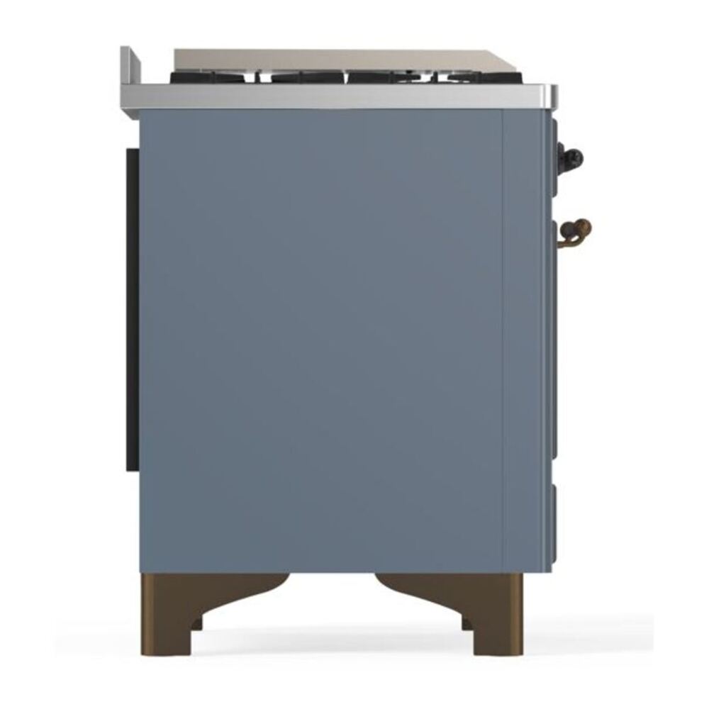 ILVE Majestic II 60 inch Solid Door Natural Gas Dual Fuel Range Burnished Blue Grey
