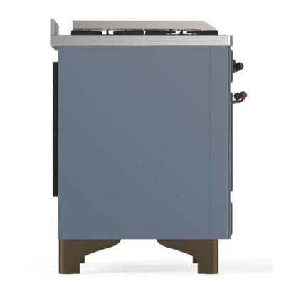 ILVE Majestic II 60 inch Solid Door Natural Gas Dual Fuel Range Burnished Blue Grey