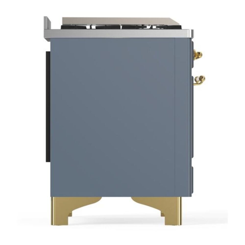 ILVE Majestic II 60 inch Solid Door Natural Gas Dual Fuel Range Brass Blue Grey