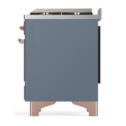 ILVE Majestic II 60 inch Solid Door Natural Gas Dual Fuel Range Copper Blue Grey