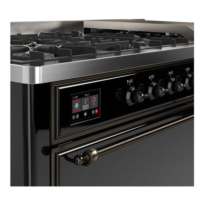 ILVE Majestic II 60 inch Solid Door Natural Gas Dual Fuel Range Burnished Glossy Black