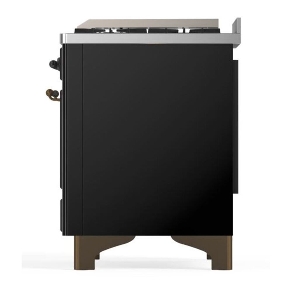 ILVE Majestic II 60 inch Solid Door Natural Gas Dual Fuel Range Burnished Glossy Black