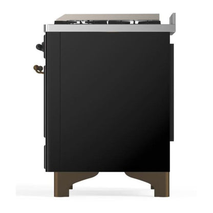 ILVE Majestic II 60 inch Solid Door Natural Gas Dual Fuel Range Burnished Glossy Black