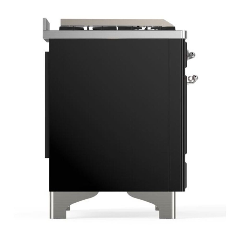 ILVE Majestic II 60 inch Solid Door Natural Gas Dual Fuel Range Chrome Glossy Black
