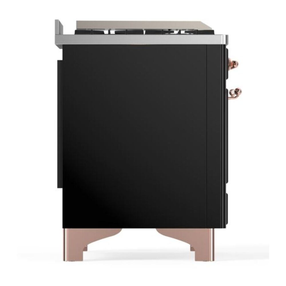 ILVE Majestic II 60 inch Solid Door Natural Gas Dual Fuel Range Copper Glossy Black