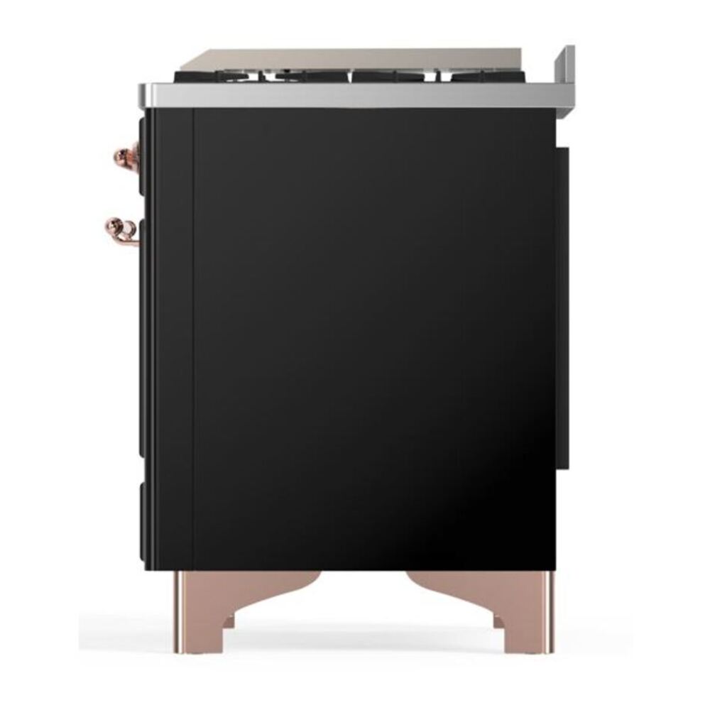 ILVE Majestic II 60 inch Solid Door Natural Gas Dual Fuel Range Copper Glossy Black