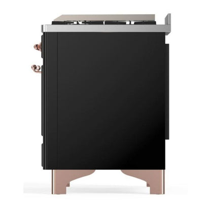 ILVE Majestic II 60 inch Solid Door Natural Gas Dual Fuel Range Copper Glossy Black