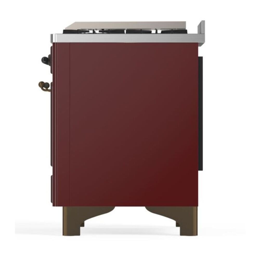 ILVE Majestic II 60" Burgundy Dual Fuel Range with 9 Burners and Griddle Solid Door Liquid Propane
