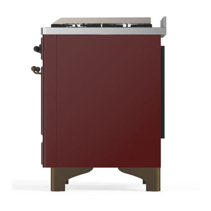 ILVE Majestic II 60" Burgundy Dual Fuel Range with 9 Burners and Griddle Solid Door Liquid Propane