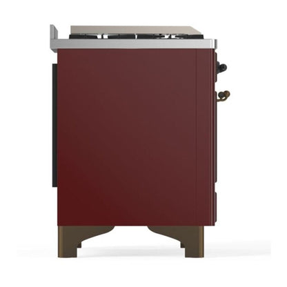 ILVE Majestic II 60" Burgundy Dual Fuel Range with 9 Burners and Griddle Solid Door Liquid Propane