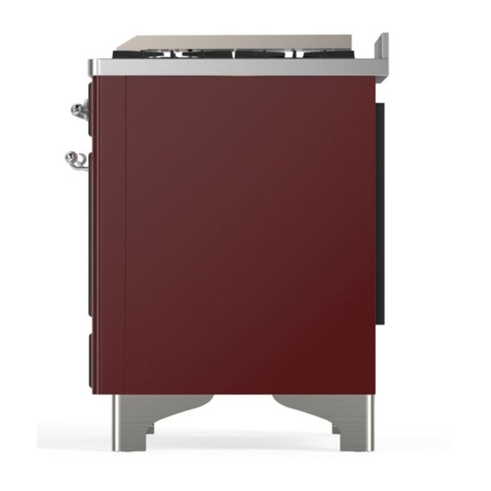 ILVE Majestic II 60 inch Solid Door Natural Gas Dual Fuel Range Chrome Burgundy