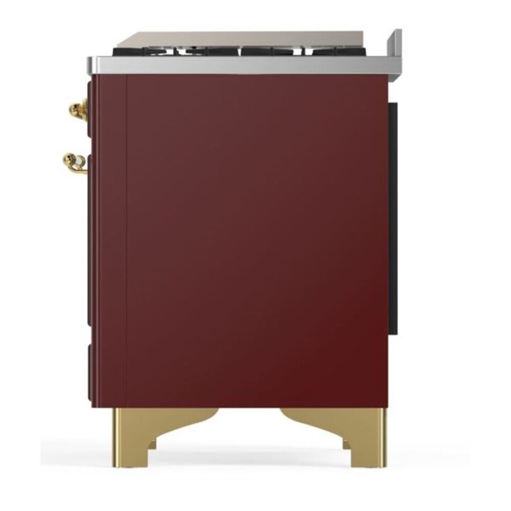 ILVE Majestic II 60 inch Solid Door Natural Gas Dual Fuel Range Brass Burgundy