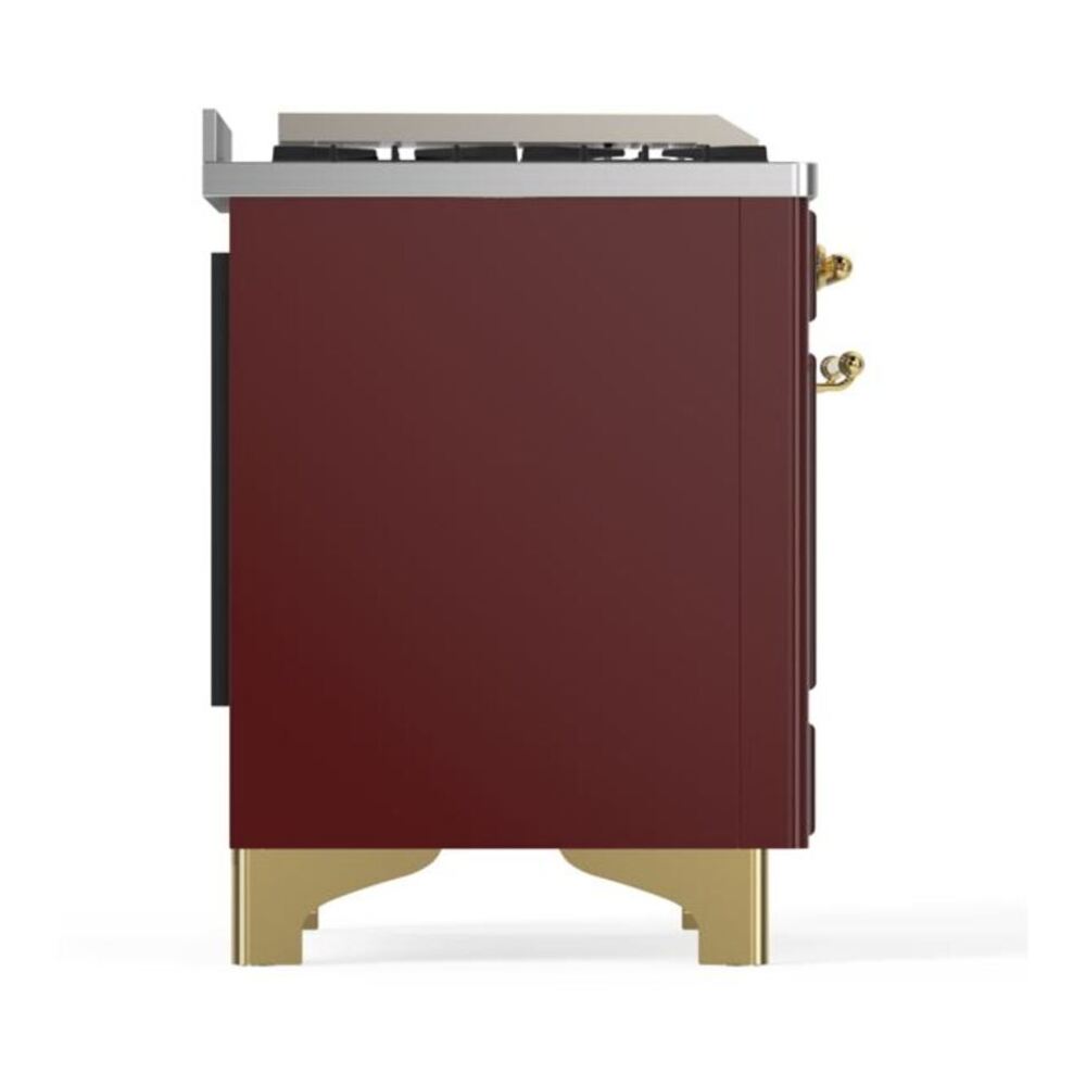 ILVE Majestic II 60 inch Solid Door Natural Gas Dual Fuel Range Brass Burgundy