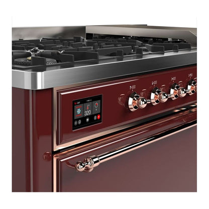 ILVE Majestic II 60 inch Solid Door Natural Gas Dual Fuel Range Copper Burgundy