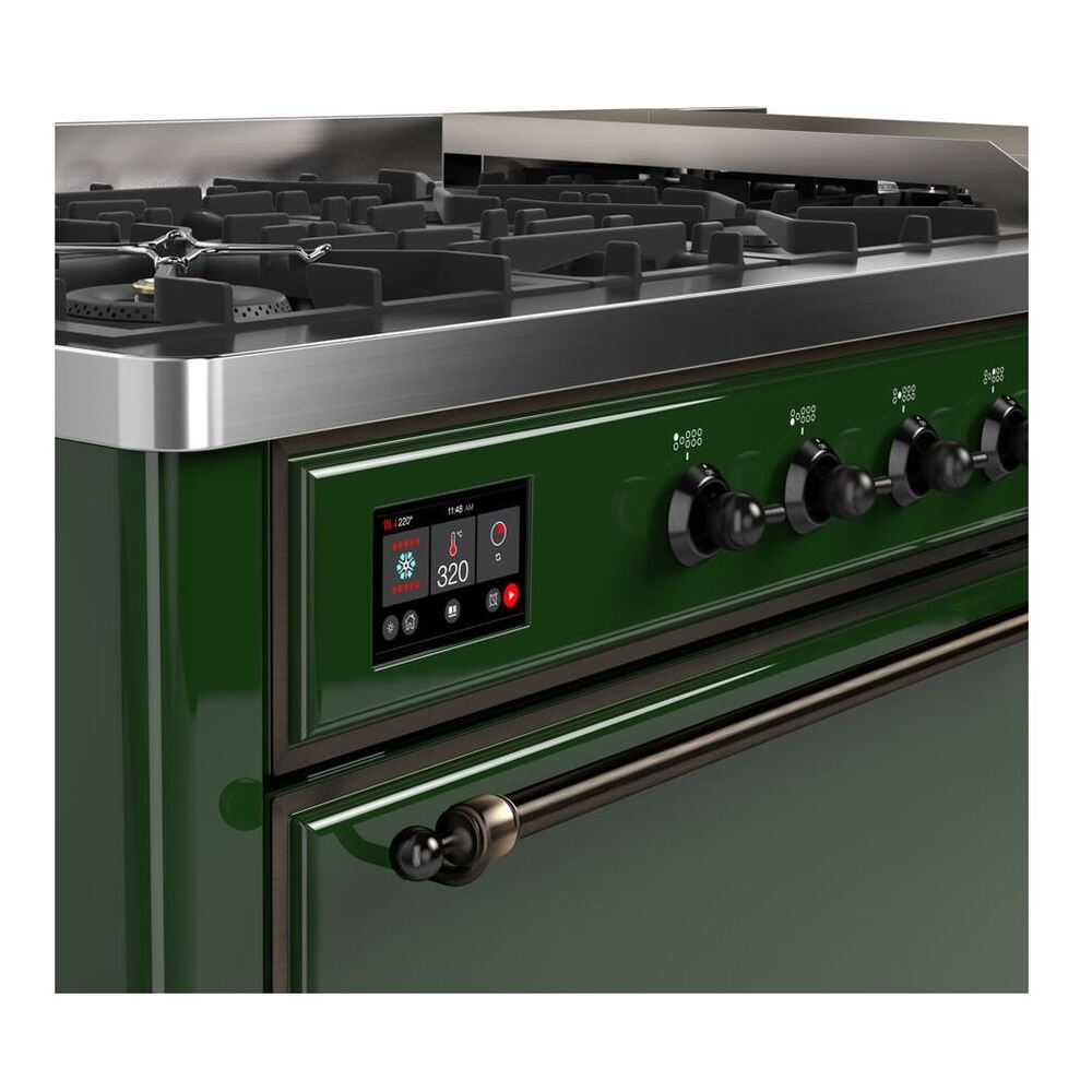 ILVE Majestic II 60 inch Solid Door Natural Gas Dual Fuel Range Burnished Emerald Green