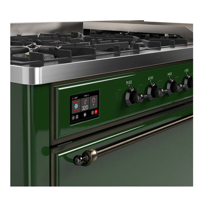 ILVE Majestic II 60 inch Solid Door Natural Gas Dual Fuel Range Burnished Emerald Green