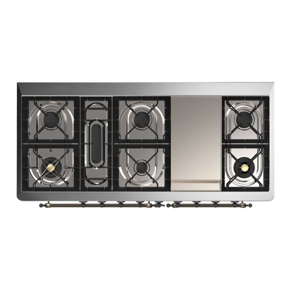 ILVE Majestic II 60 inch Solid Door Natural Gas Dual Fuel Range Burnished Emerald Green