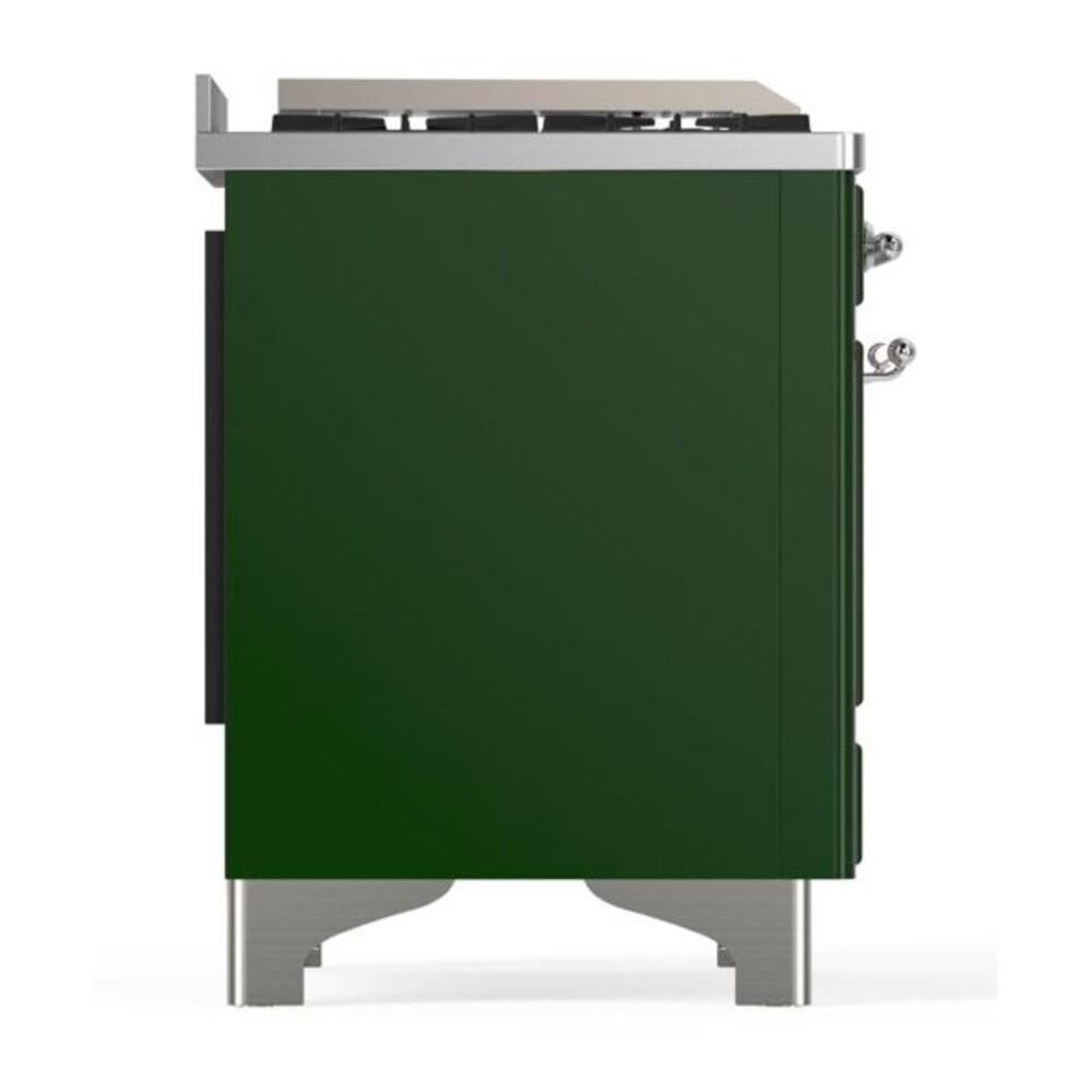 ILVE Majestic II 60 inch Solid Door Natural Gas Dual Fuel Range Chrome Emerald Green