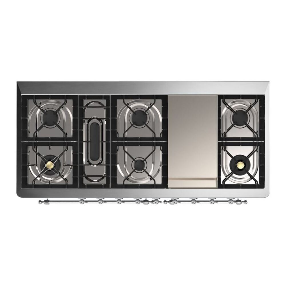 ILVE Majestic II 60 inch Solid Door Natural Gas Dual Fuel Range Chrome Emerald Green