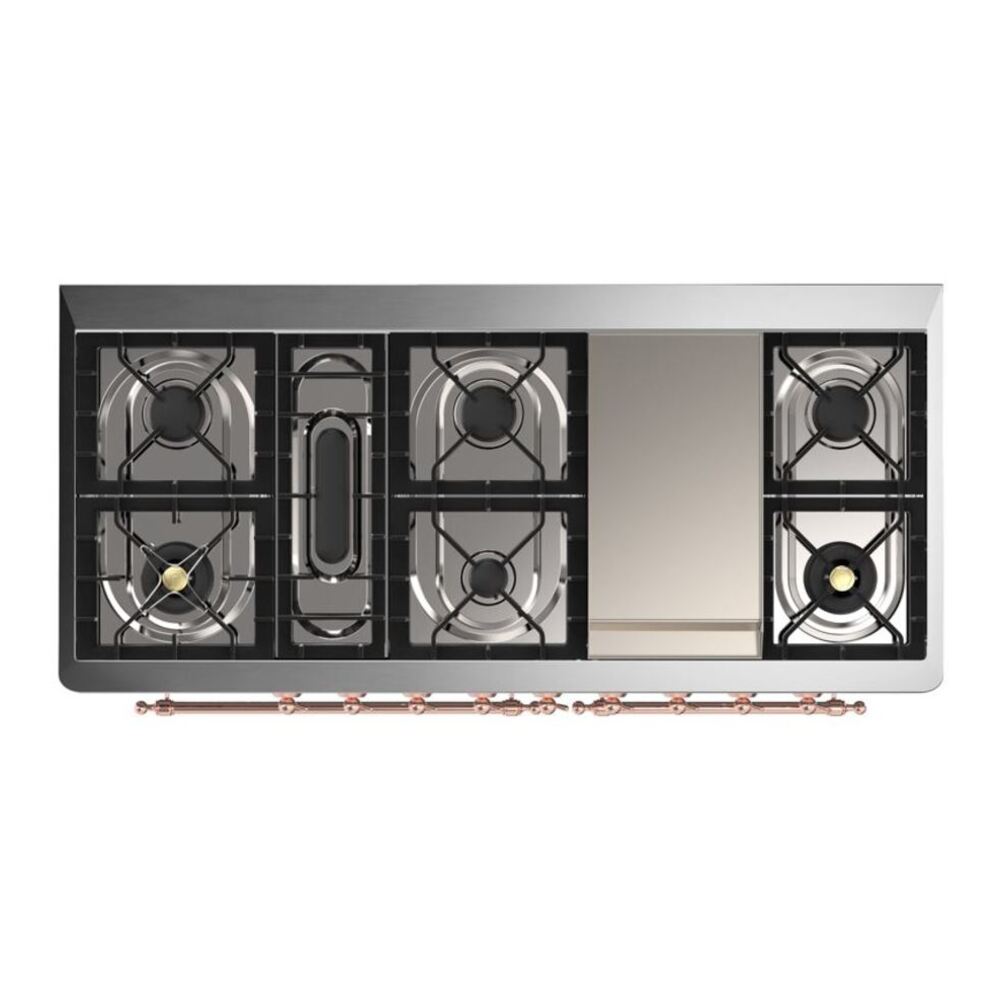 ILVE Majestic II 60 inch Solid Door Natural Gas Dual Fuel Range Copper Emerald Green
