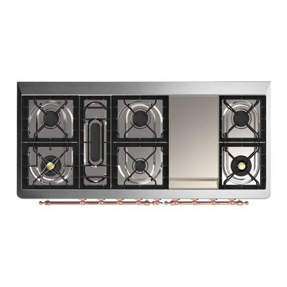 ILVE Majestic II 60 inch Solid Door Natural Gas Dual Fuel Range Copper Emerald Green