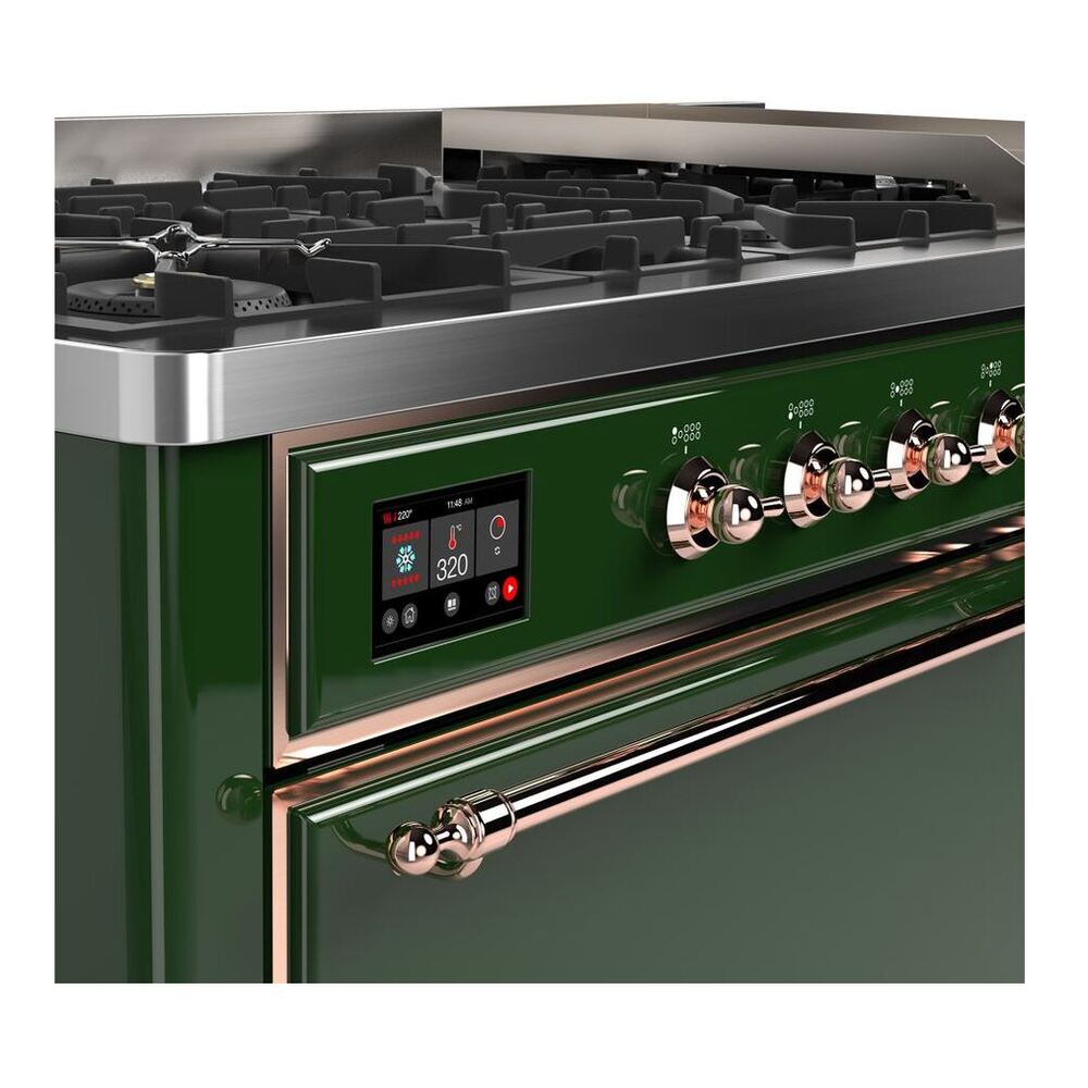 ILVE Majestic II 60 inch Solid Door Natural Gas Dual Fuel Range Copper Emerald Green