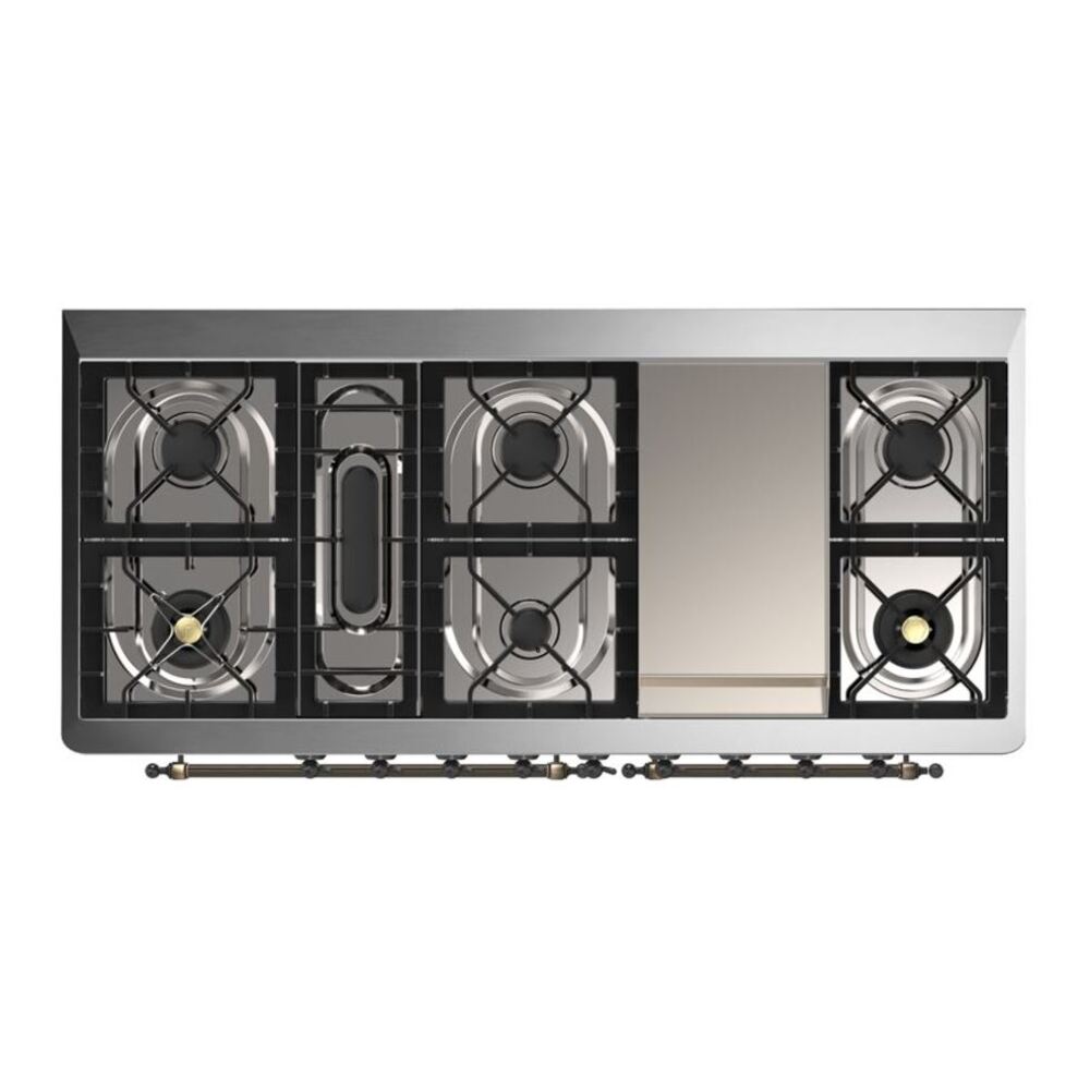 ILVE Majestic II 60" Midnight Blue Dual Fuel Range with 9 Burners and Griddle Solid Door Liquid Propane