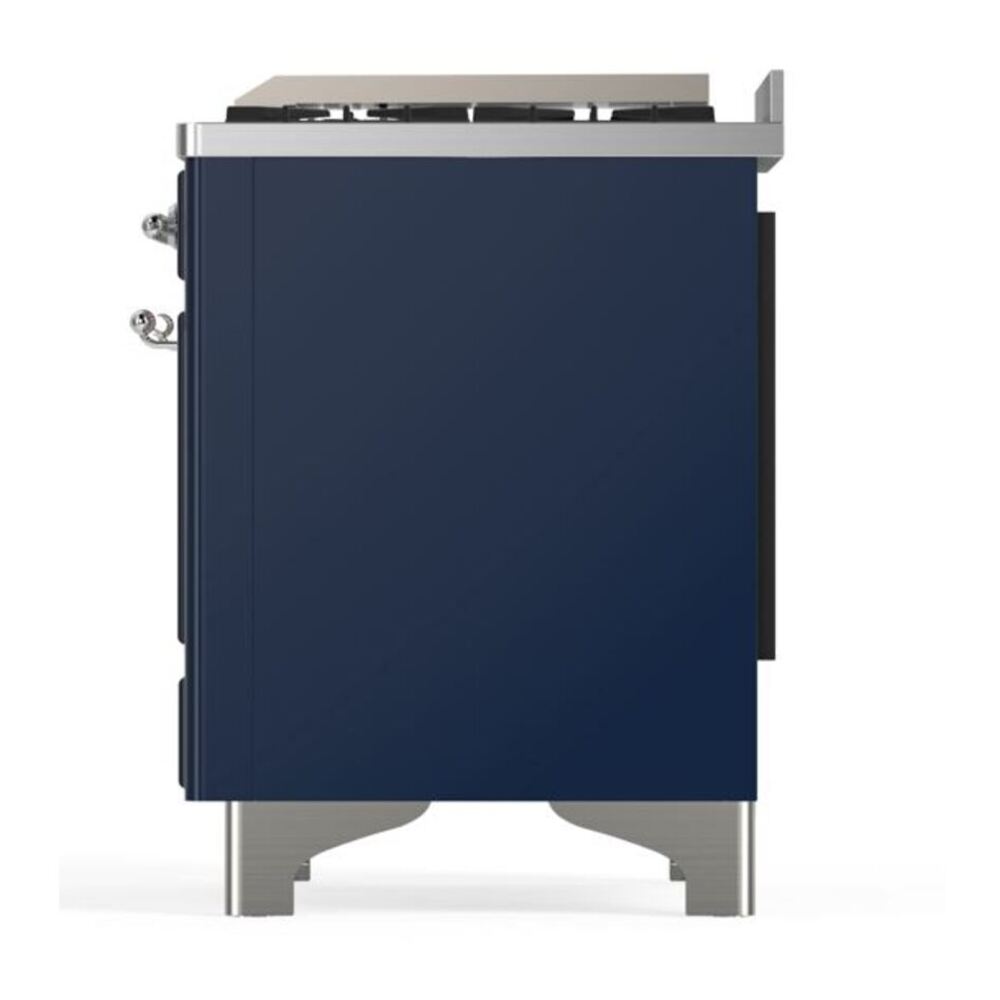 ILVE Majestic II 60 inch Solid Door Natural Gas Dual Fuel Range Chrome Midnight Blue