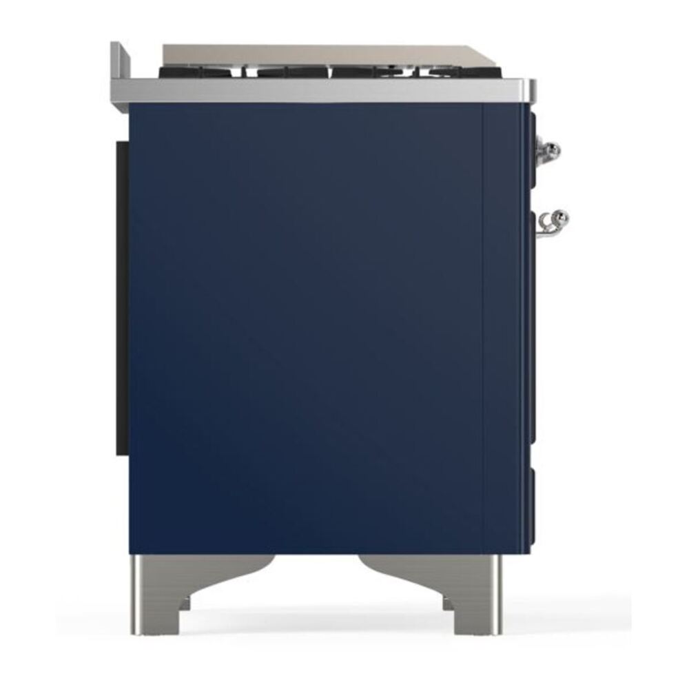 ILVE Majestic II 60 inch Solid Door Natural Gas Dual Fuel Range Chrome Midnight Blue