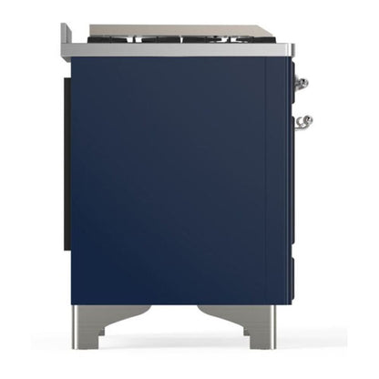 ILVE Majestic II 60 inch Solid Door Natural Gas Dual Fuel Range Chrome Midnight Blue