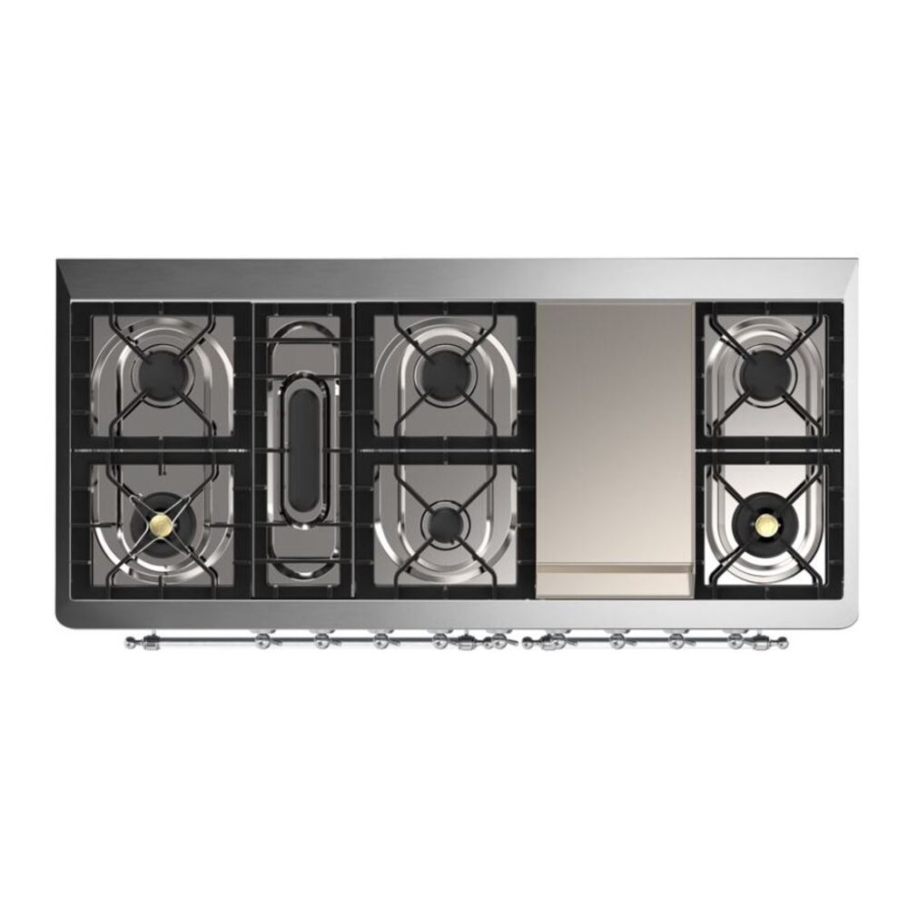 ILVE Majestic II 60 inch Solid Door Natural Gas Dual Fuel Range Chrome Midnight Blue